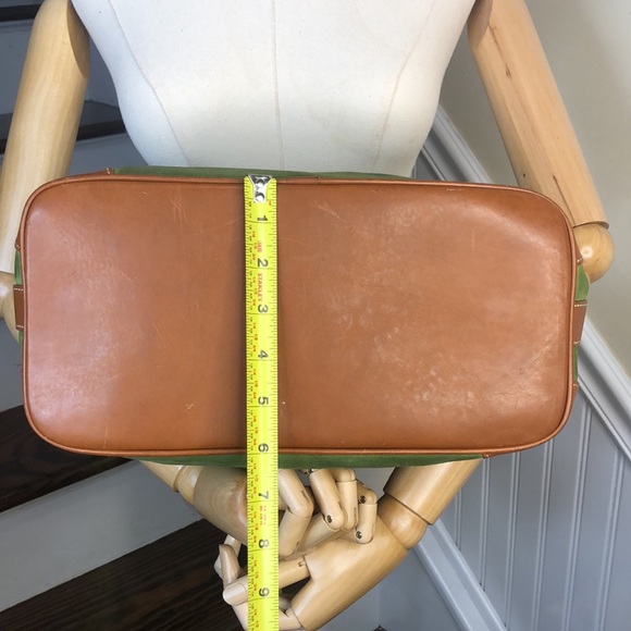 VINTAGE DOONEY BOURKE Hobo Brown Shoulder Strap Green Suede Bag with Pin Lock - Picture 11 of 17